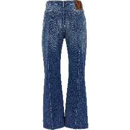 Blue Cotton Flared Jeans
