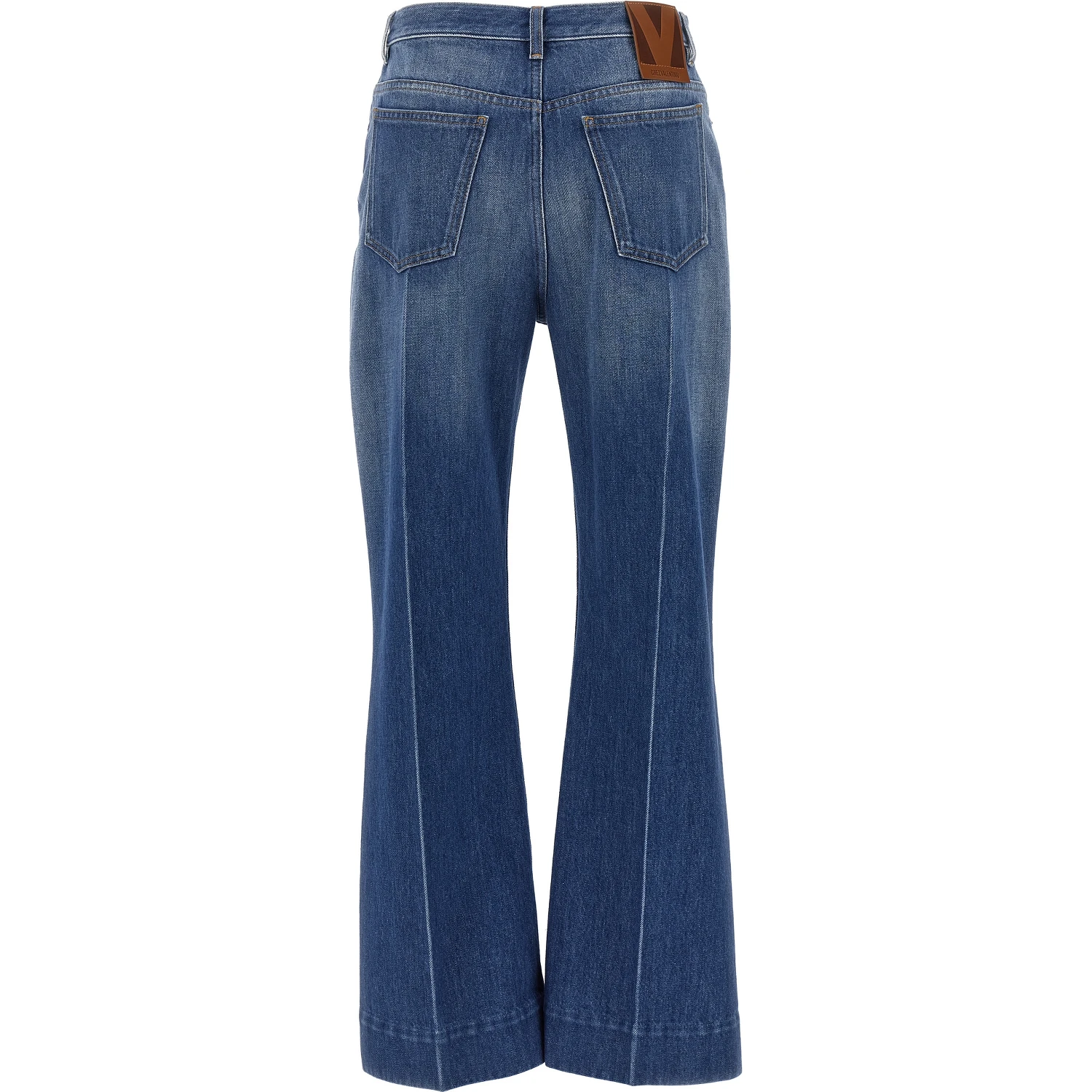Blue Cotton Flared Jeans