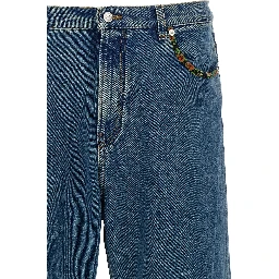 Blue Polyamide Straight-Leg Jeans