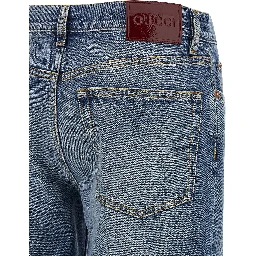 Blue Cotton Straight-Leg Jeans