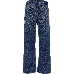 Blue Cotton Flared Jeans