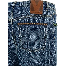 Blue Polyamide Straight-Leg Jeans