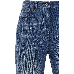 Blue Cotton Flared Jeans
