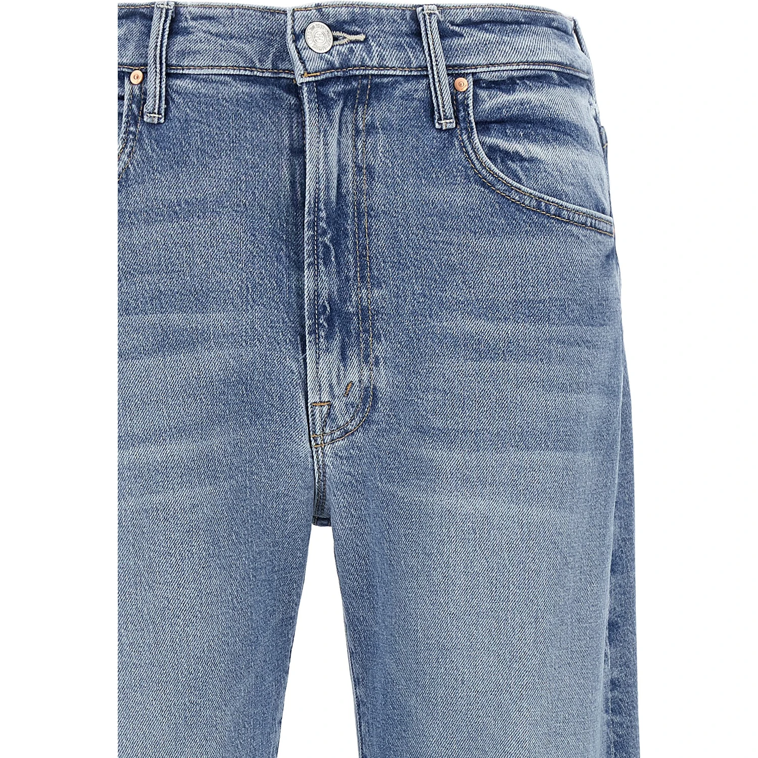 Blue Cotton High-Waisted Jean