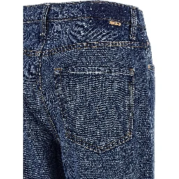 Blue Cotton Flared Jeans