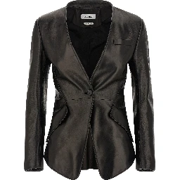 Black Lamb Leather Blazer