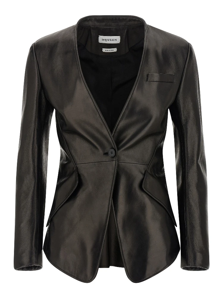 Black Lamb Leather Blazer