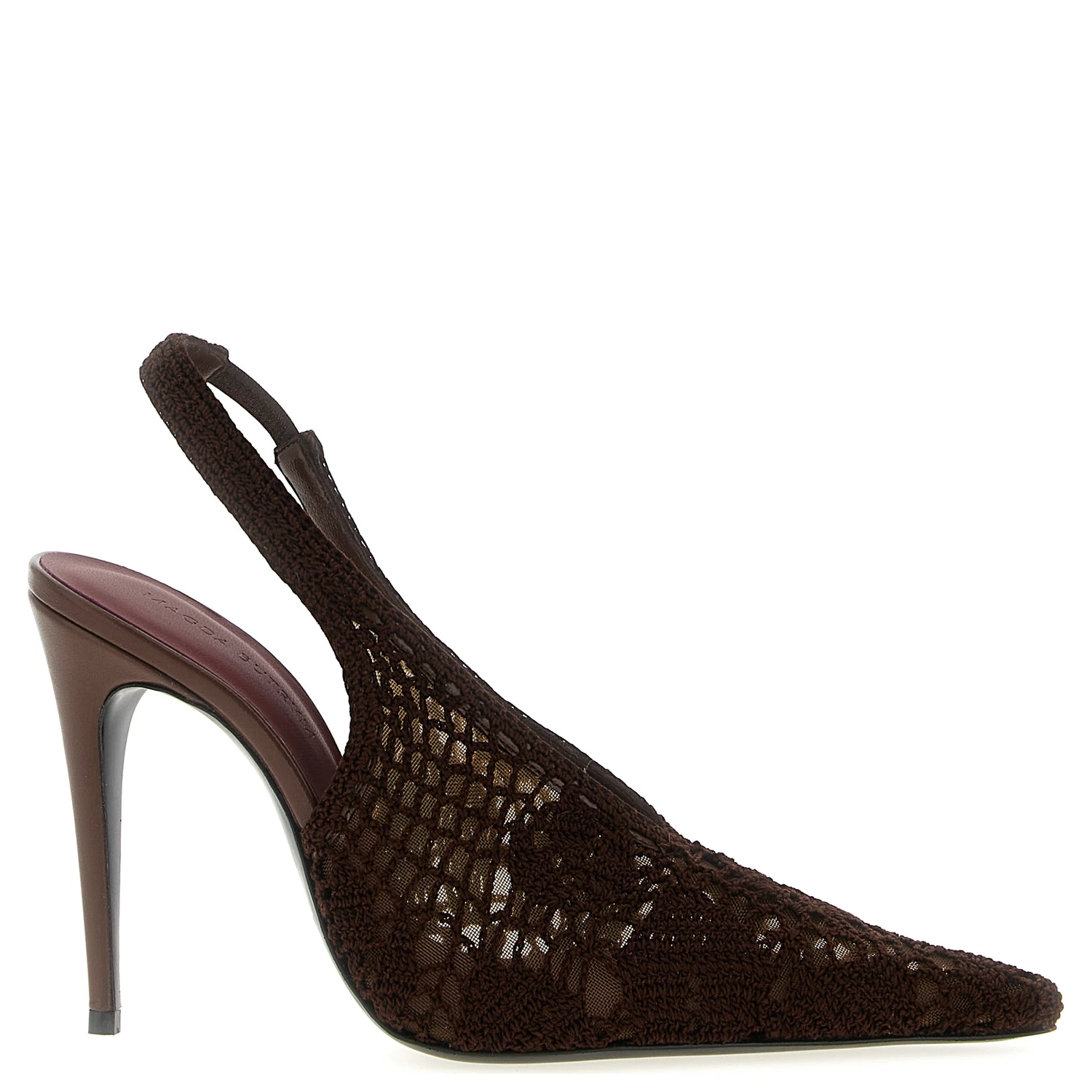 Brown Cotton High Heel Pumps