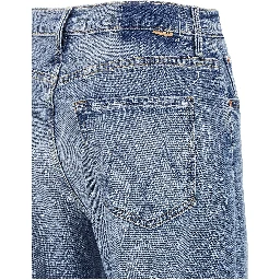 Blue Cotton High-Waisted Jean