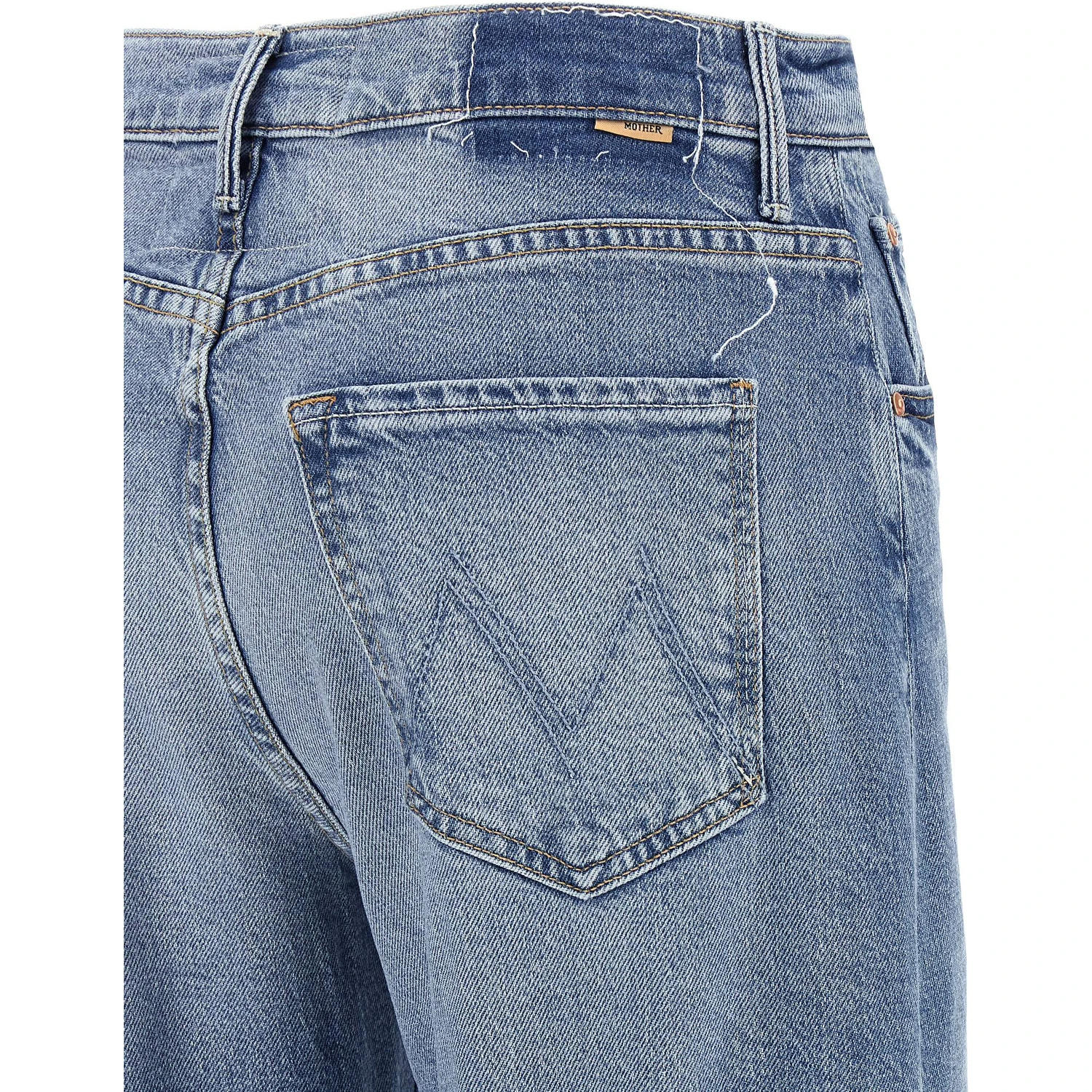 Blue Cotton High-Waisted Jean