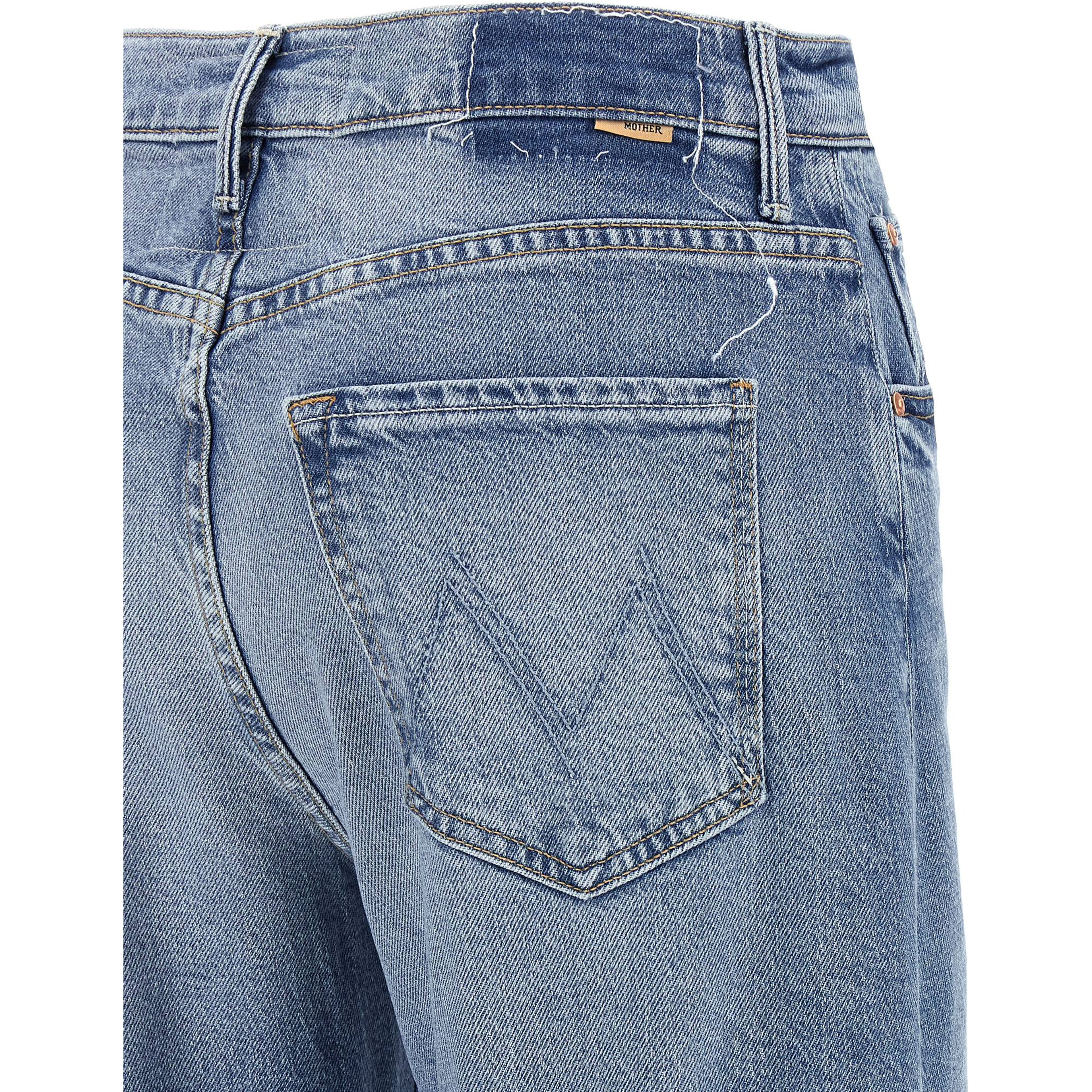 Blue Cotton High-Waisted Jean