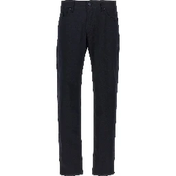 Blue Cotton Casual Pants