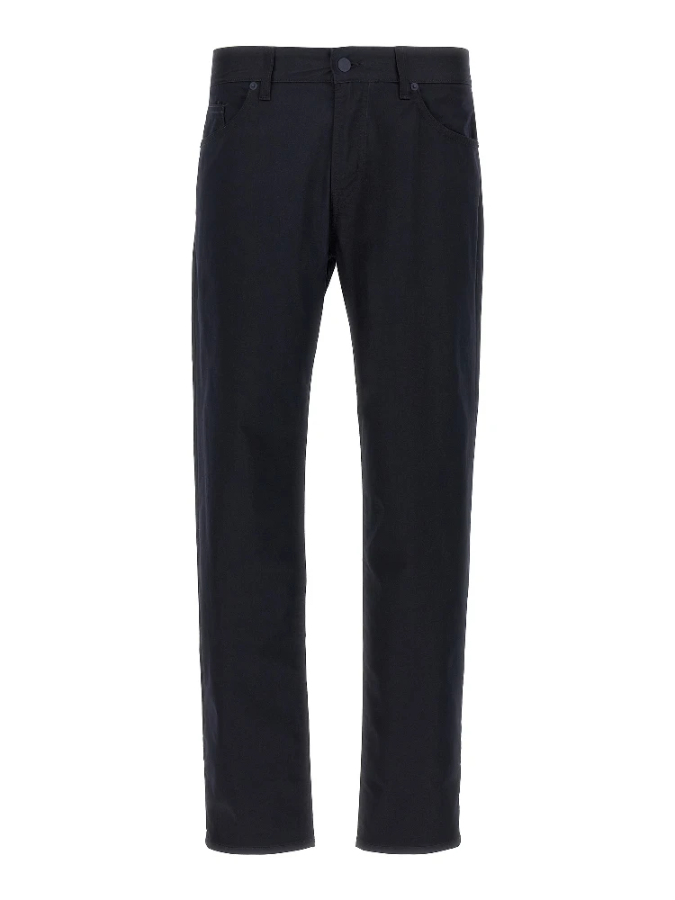 Blue Cotton Casual Pants