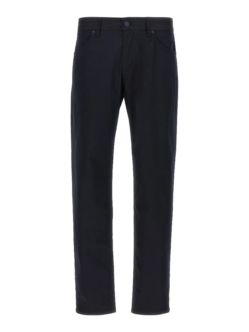 Blue Cotton Casual Pants