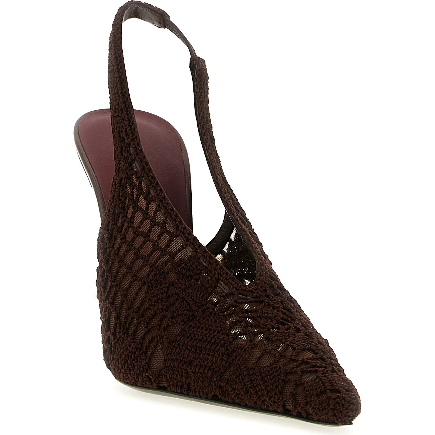 Brown Cotton High Heel Pumps