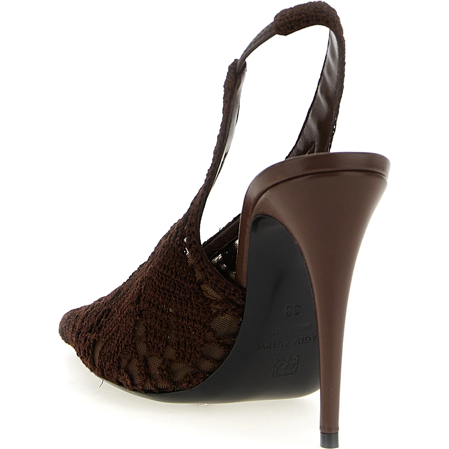 Brown Cotton High Heel Pumps