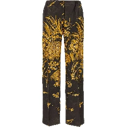 Multicolor Silk Casual Pants