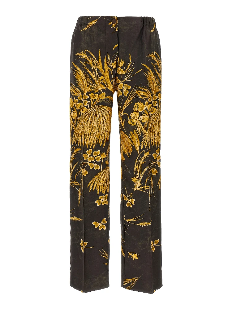 Multicolor Silk Casual Pants