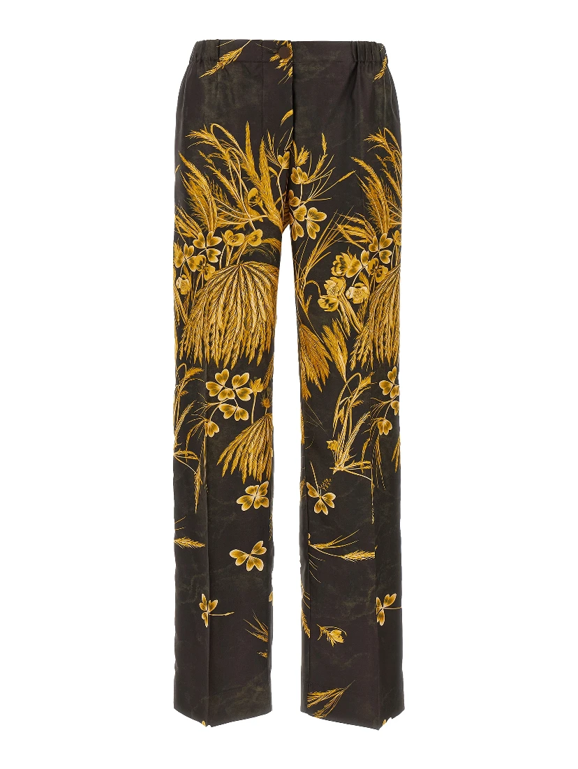 Multicolor Silk Casual Pants