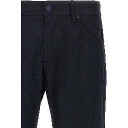Blue Cotton Casual Pants