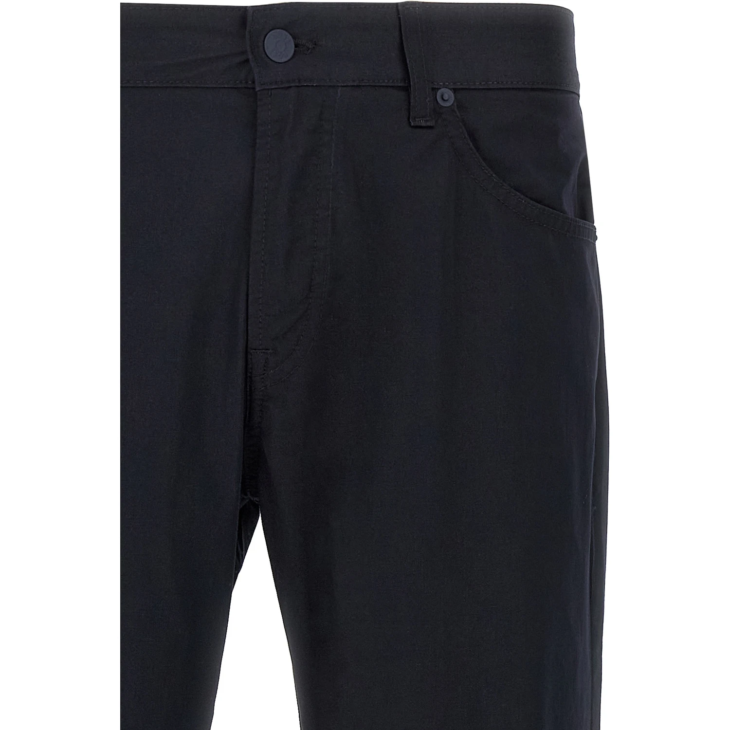 Blue Cotton Casual Pants