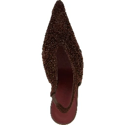 Brown Cotton High Heel Pumps