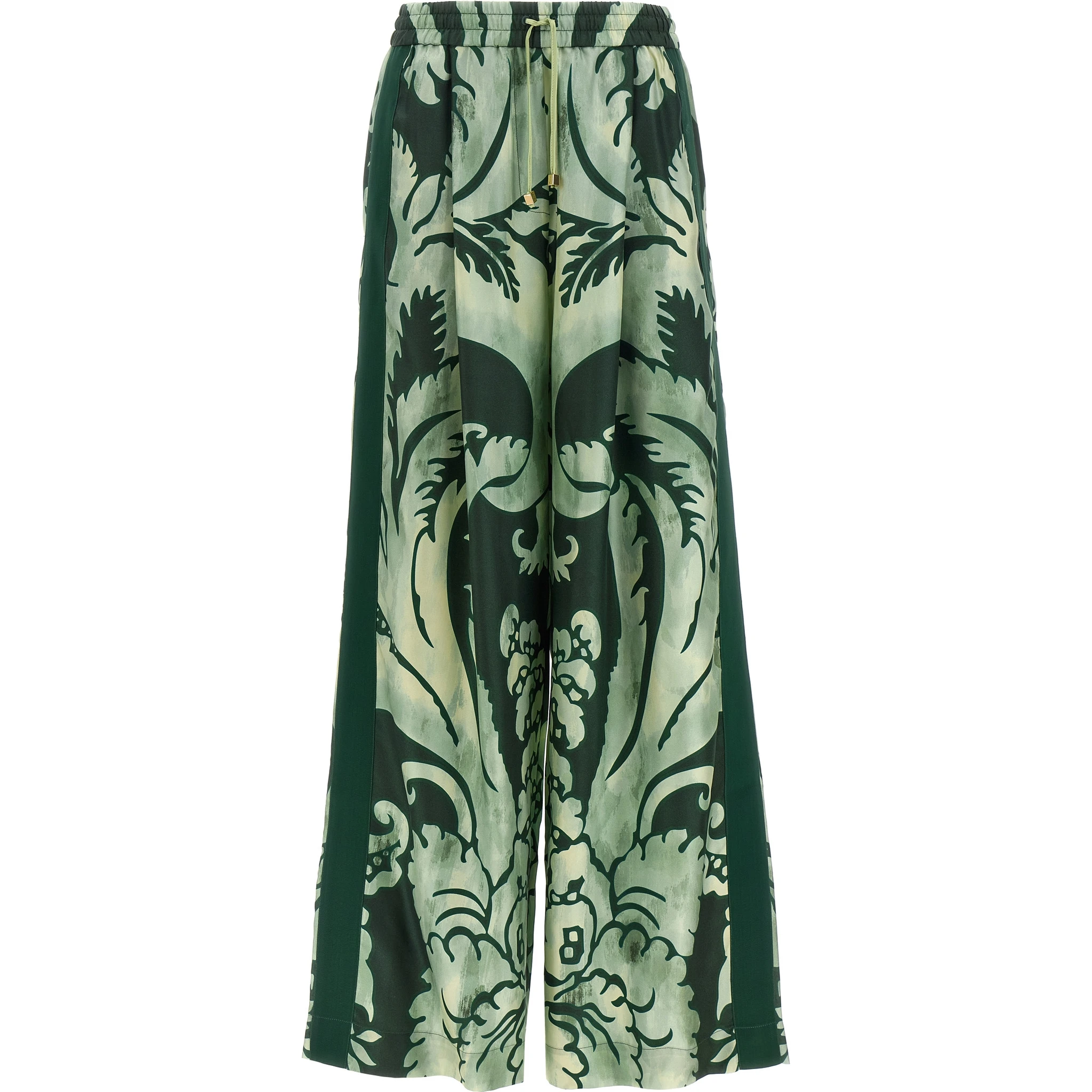 Bicolor Silk Casual Pants