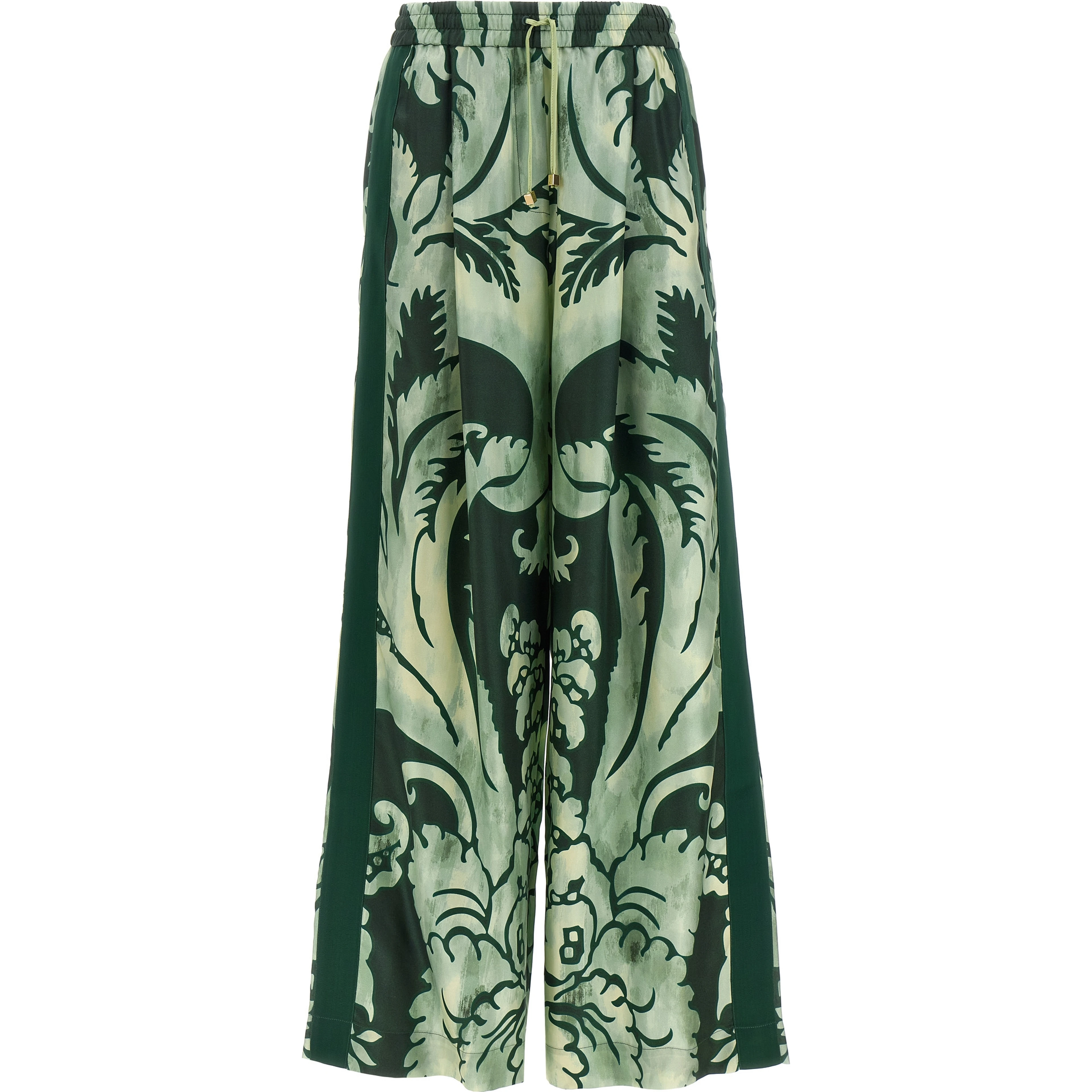 Bicolor Silk Casual Pants