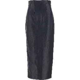 Blue Lamb Leather Midi Skirt