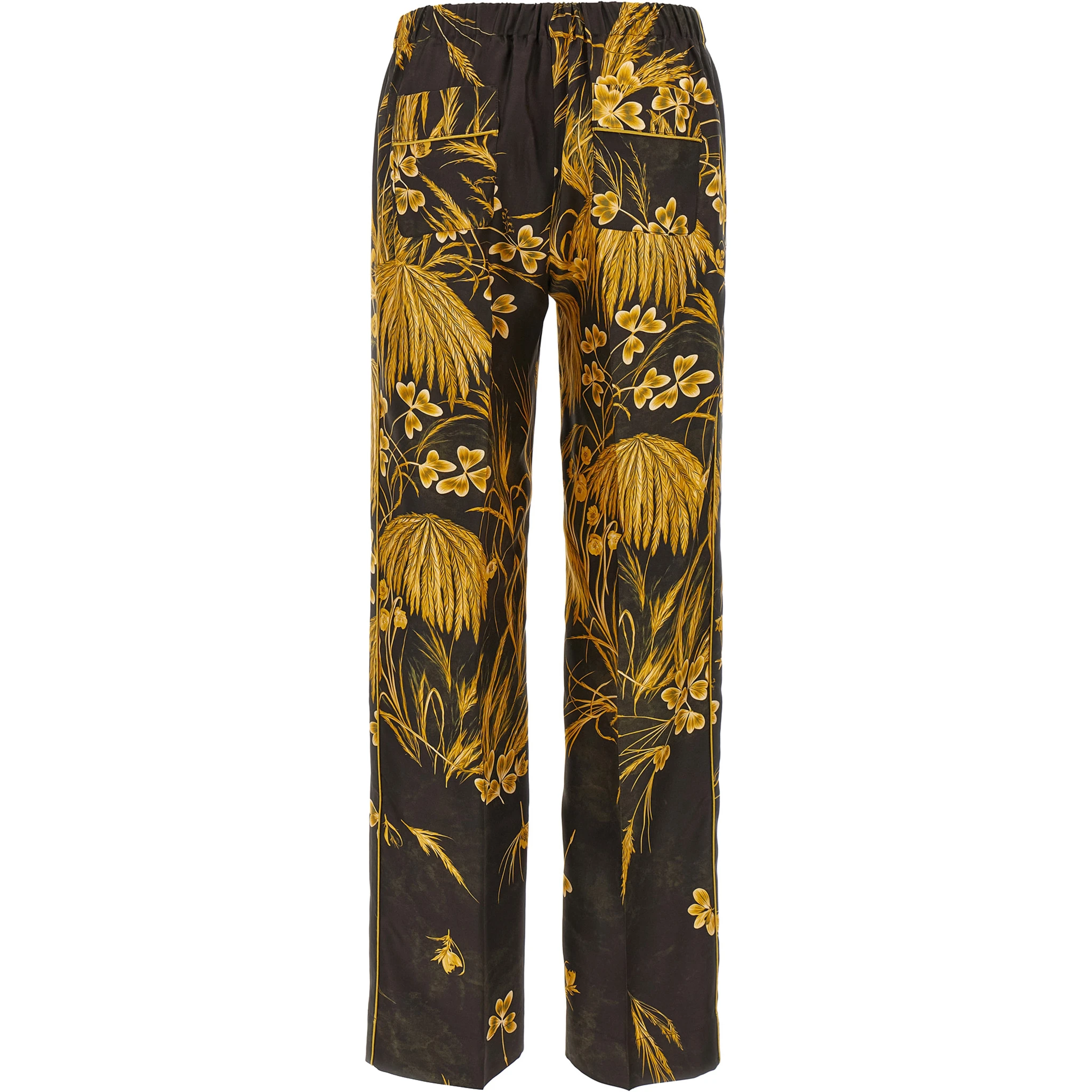 Multicolor Silk Casual Pants