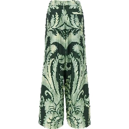 Bicolor Silk Casual Pants