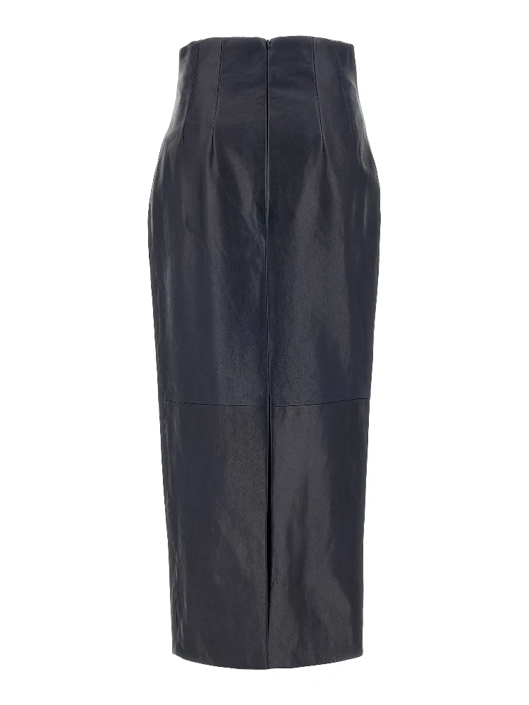 Blue Lamb Leather Midi Skirt alternative