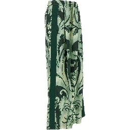 Bicolor Silk Casual Pants