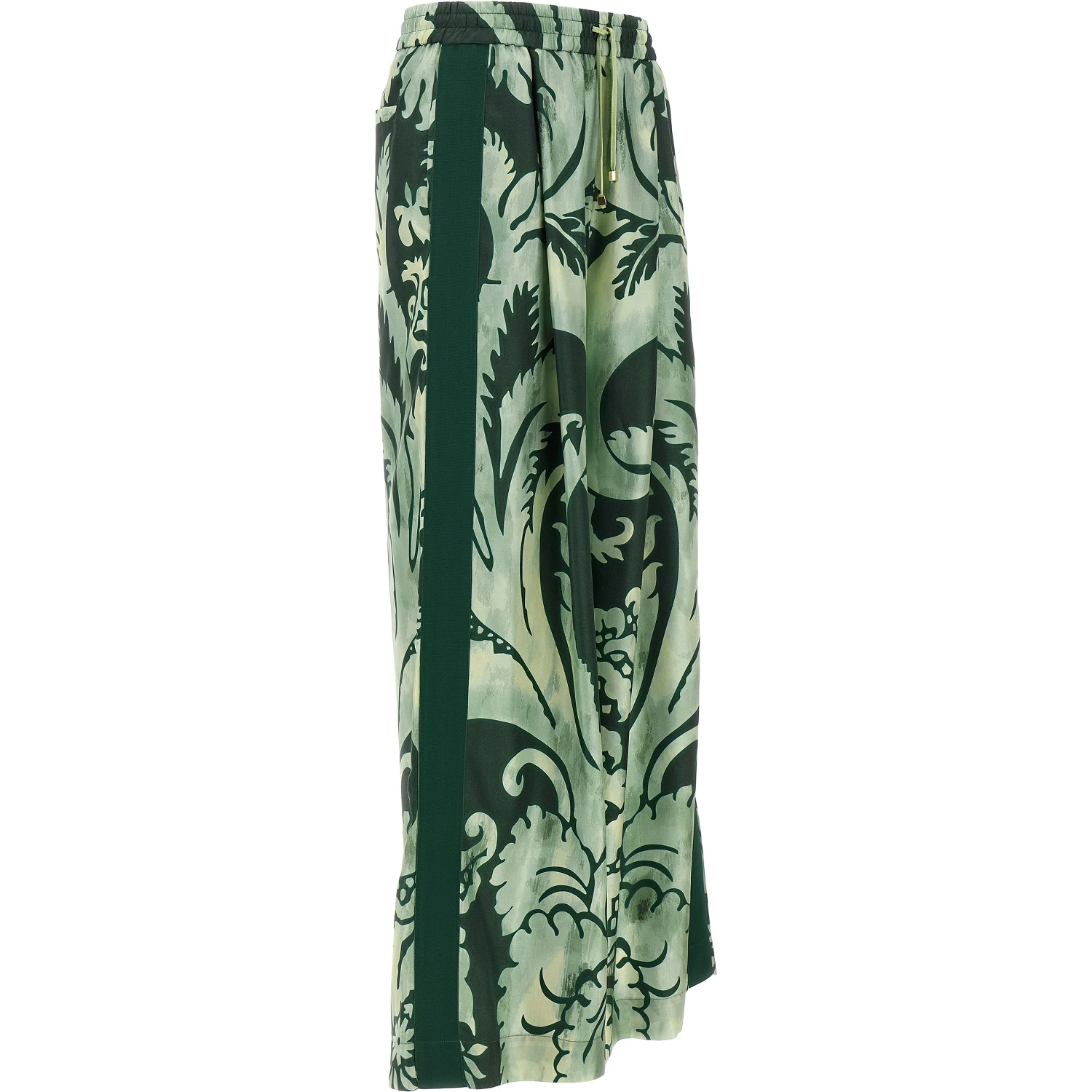 Bicolor Silk Casual Pants