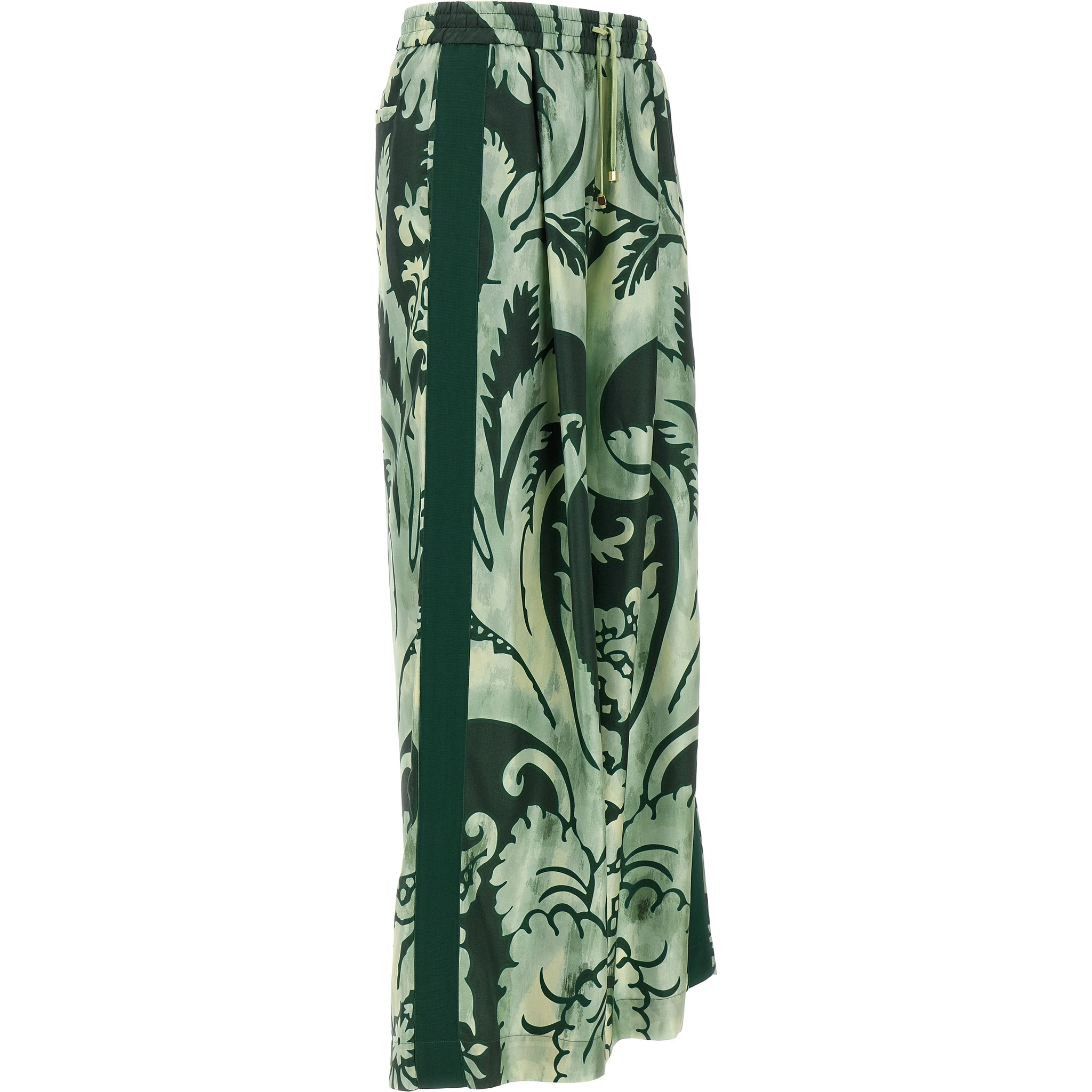 Bicolor Silk Casual Pants