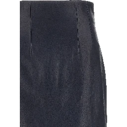 Blue Lamb Leather Midi Skirt