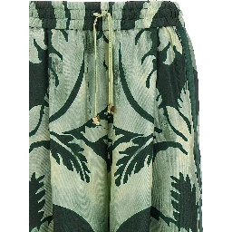 Bicolor Silk Casual Pants
