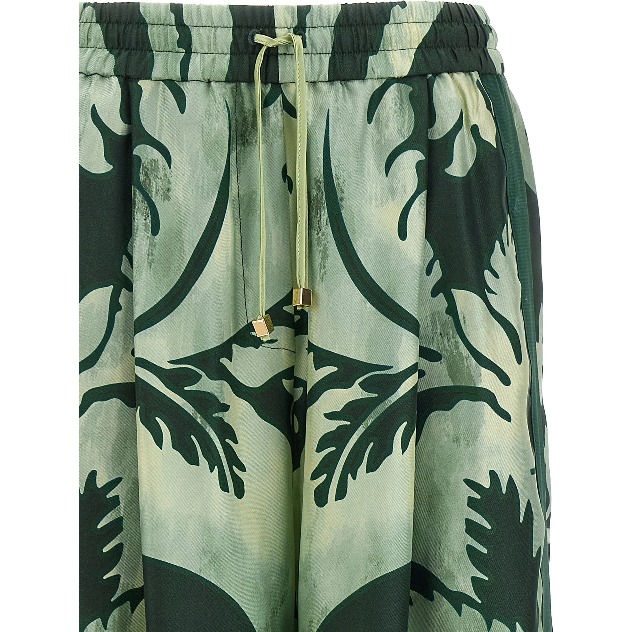 Bicolor Silk Casual Pants