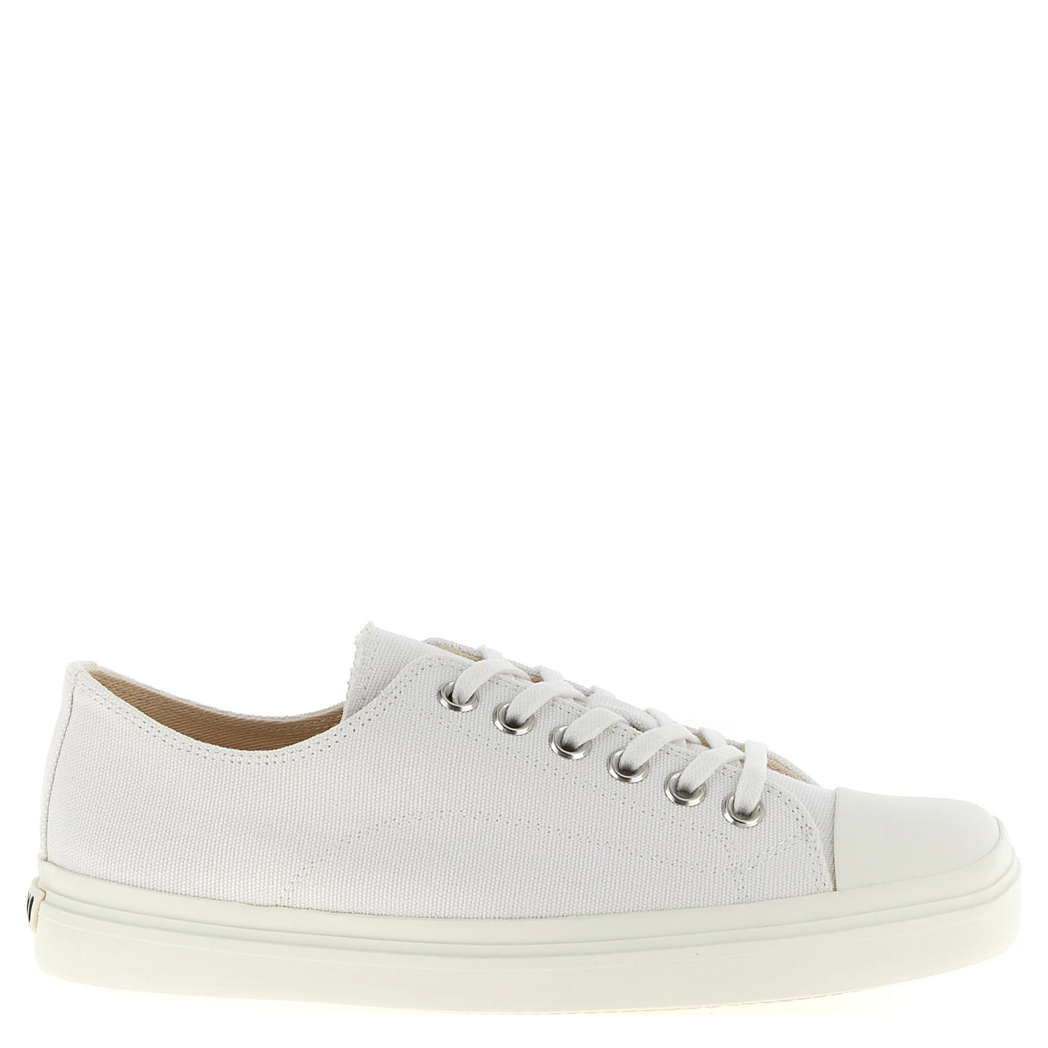 White Cotton Low Top Sneakers