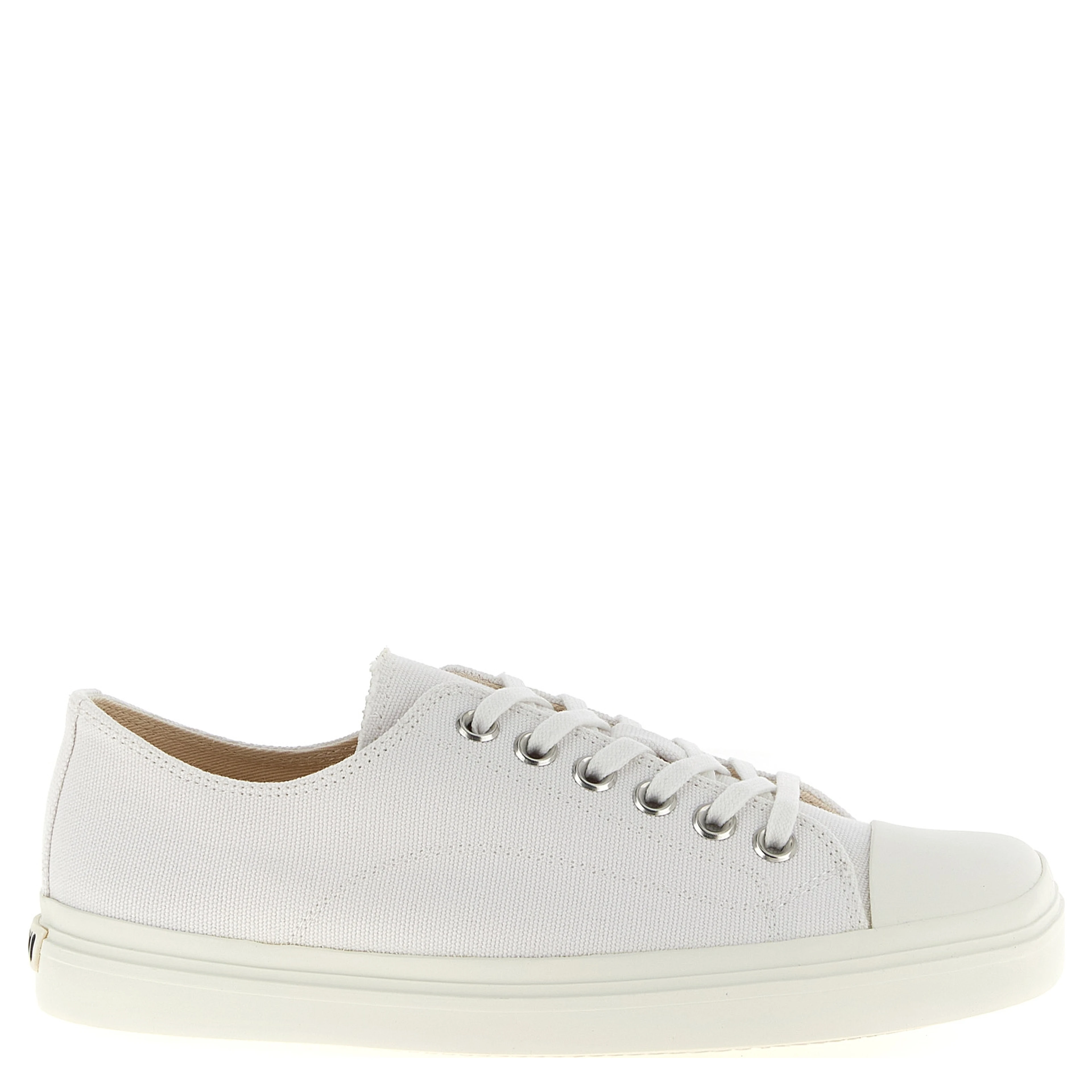 White Cotton Low Top Sneakers