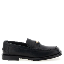 Black Velvet Leather Slip-On Loafers