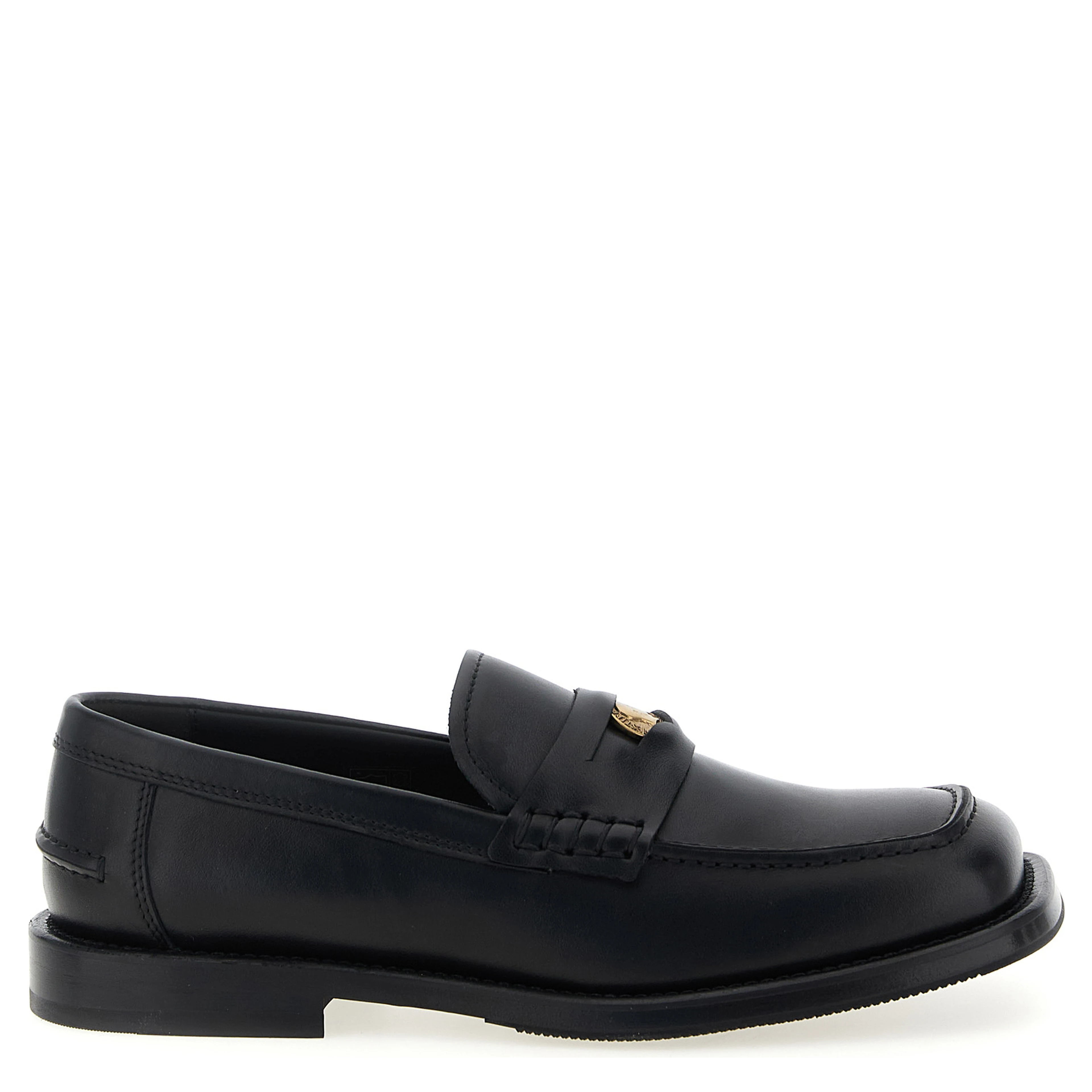 Black Velvet Leather Slip-On Loafers