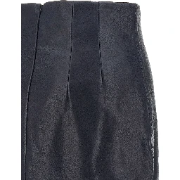 Blue Lamb Leather Midi Skirt