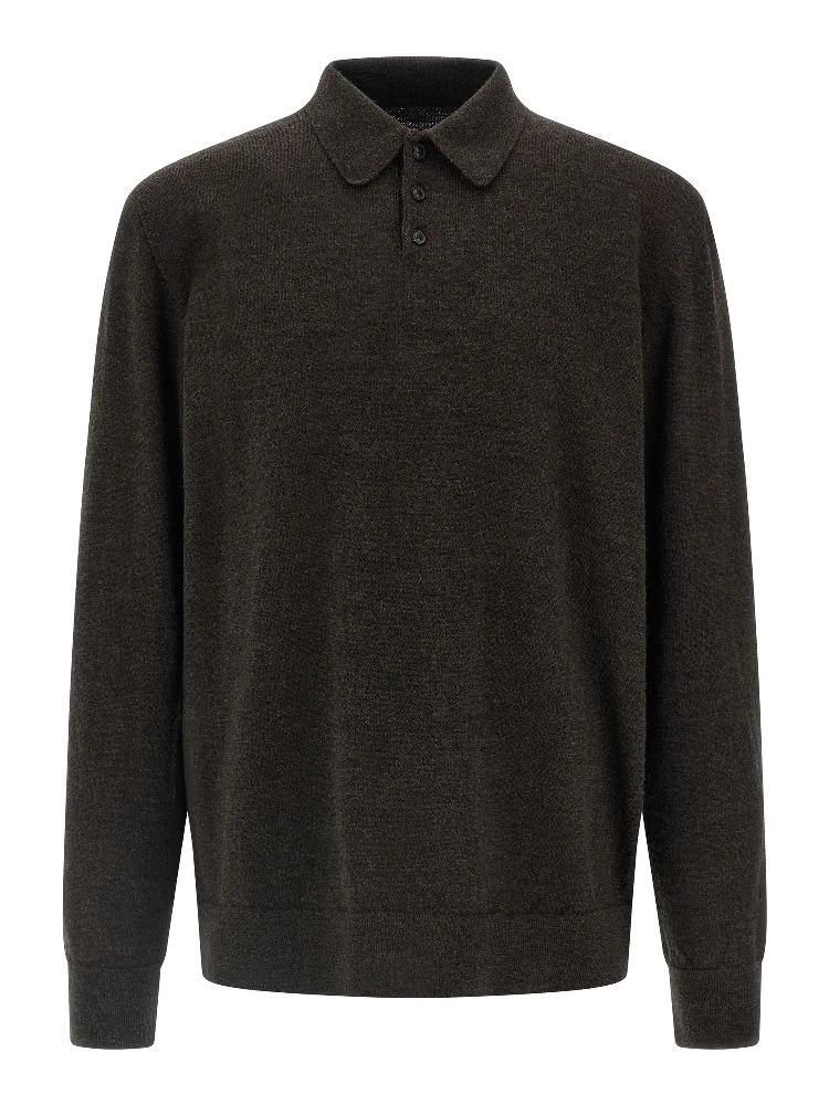 Brown Wool Polo Shirt