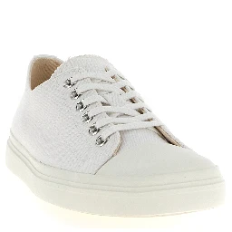 White Cotton Low Top Sneakers