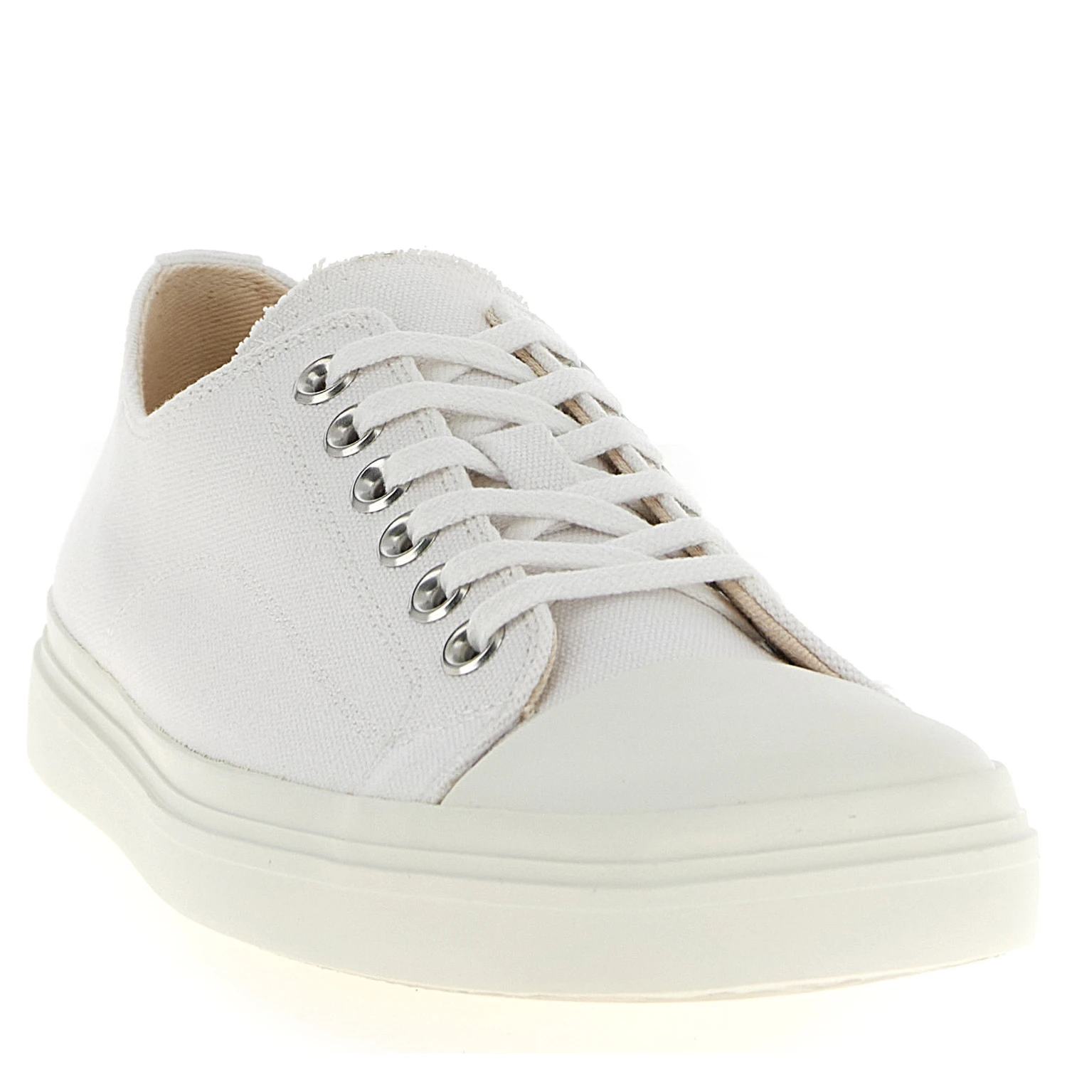 White Cotton Low Top Sneakers