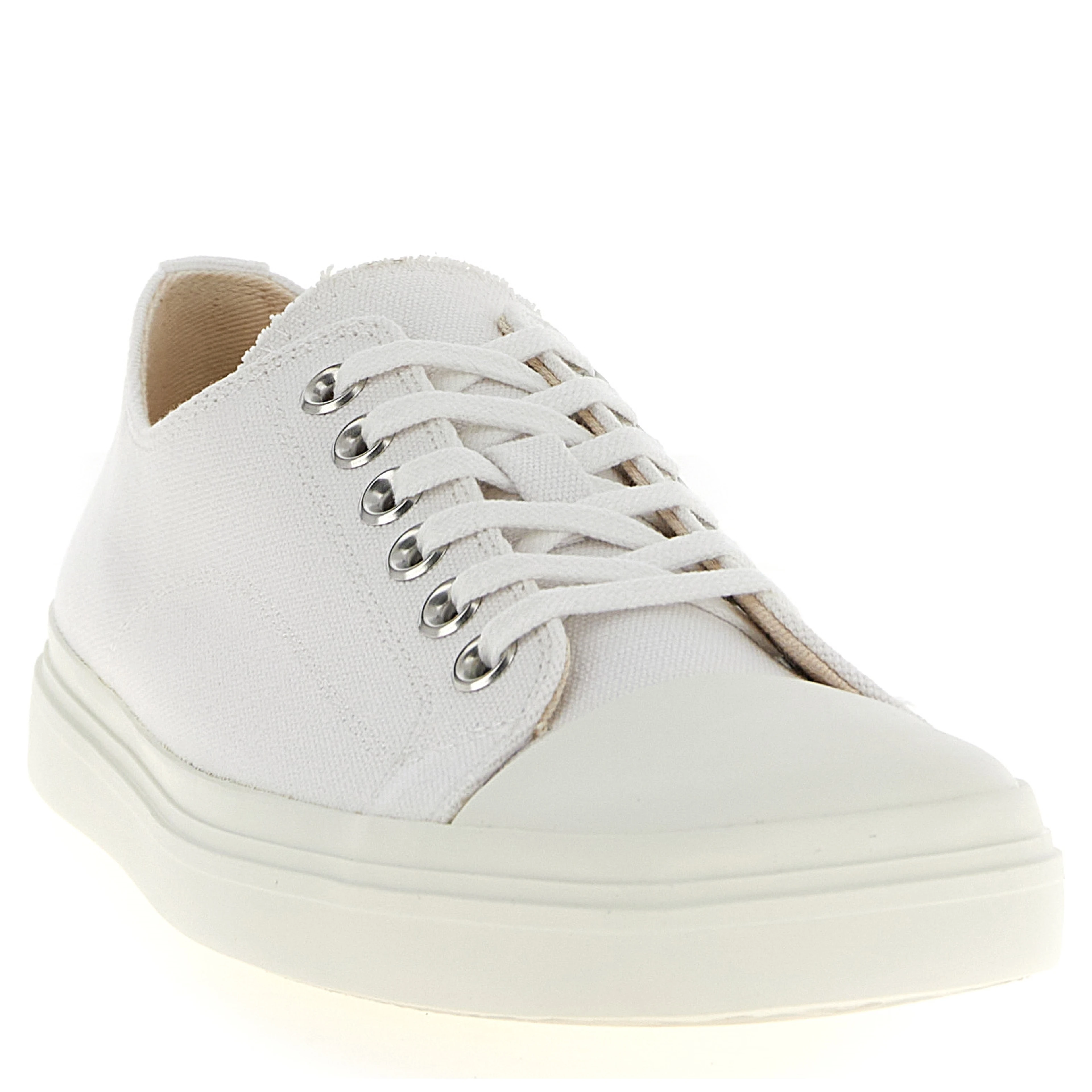 White Cotton Low Top Sneakers