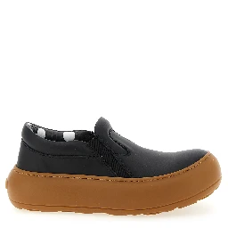 Black Leather Chunky Sneakers