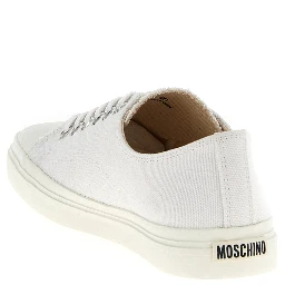 White Cotton Low Top Sneakers