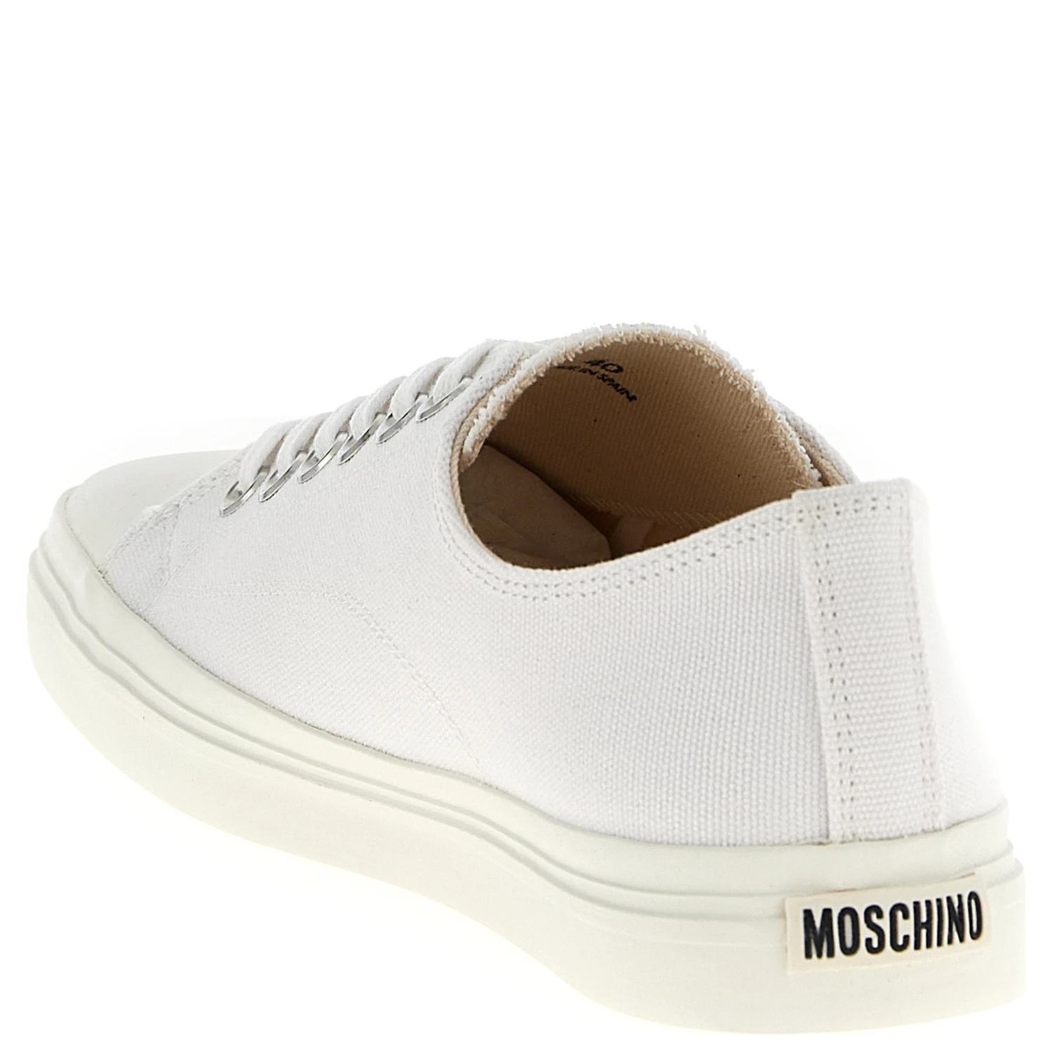 White Cotton Low Top Sneakers